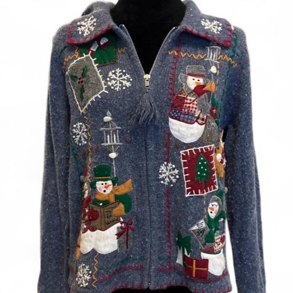 True Vintage Victoria Jones Blue Christmas Cardigan – Grandmacore